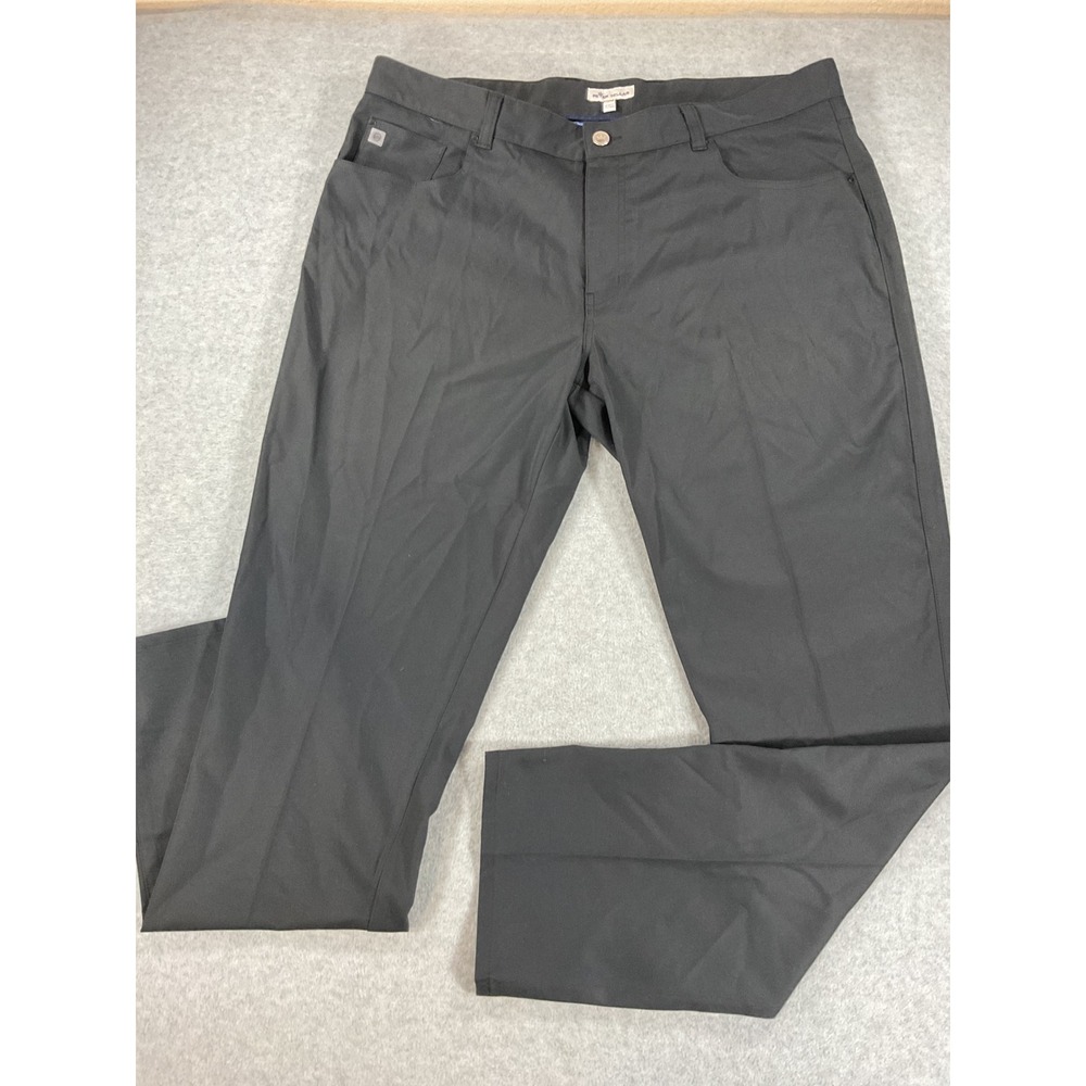 Peter Millar Crown Sport Men 38x32 Black Performance Golf Pants Five Pocket 2811